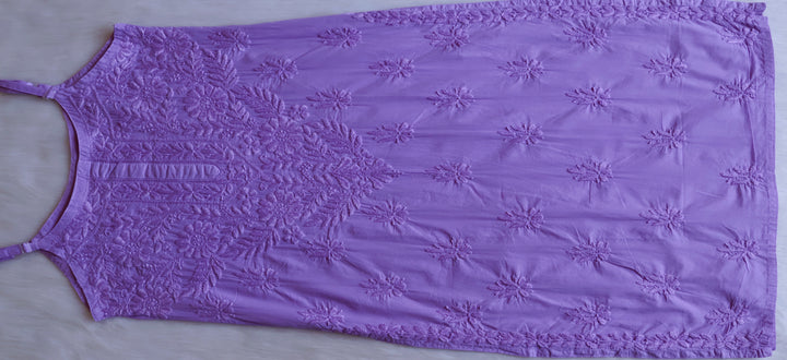 Noor Lavender Sleeveless Pure Cotton Long Kurta