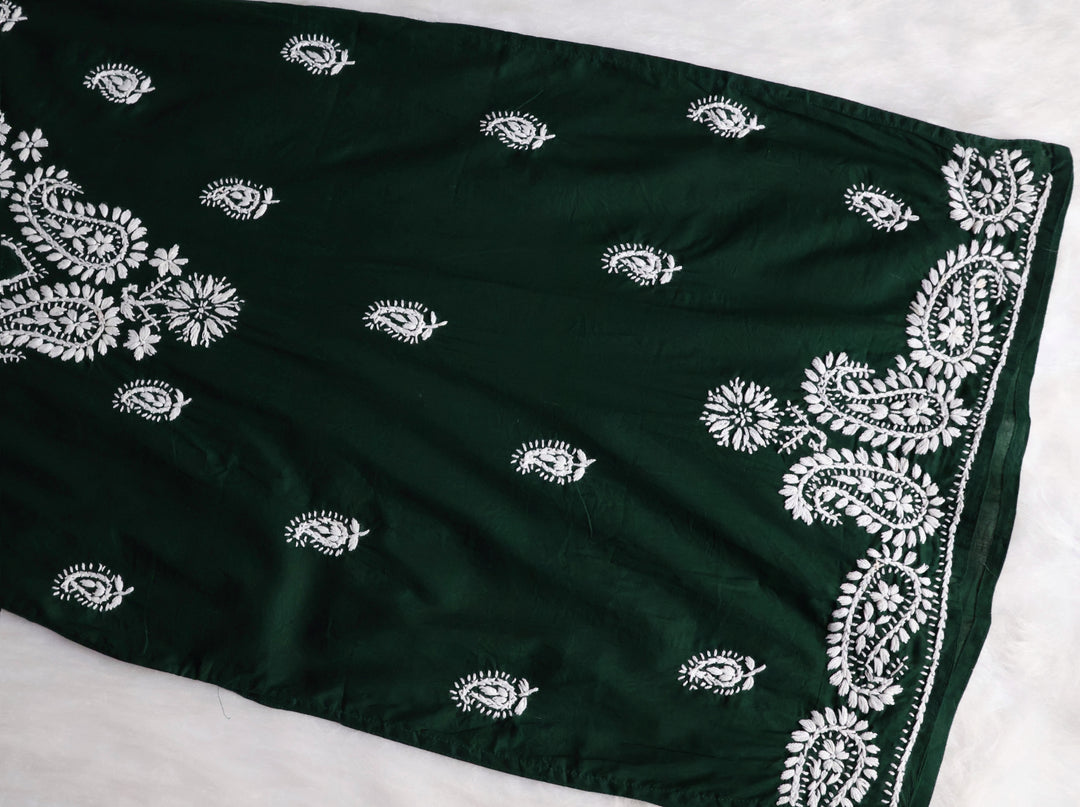 Deep Green & White Cotton Kurta