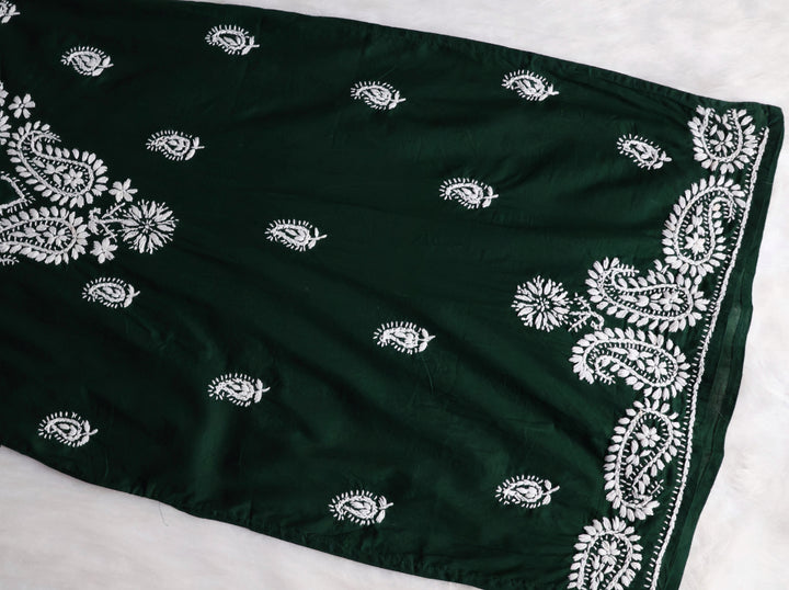Deep Green & White Cotton Kurta