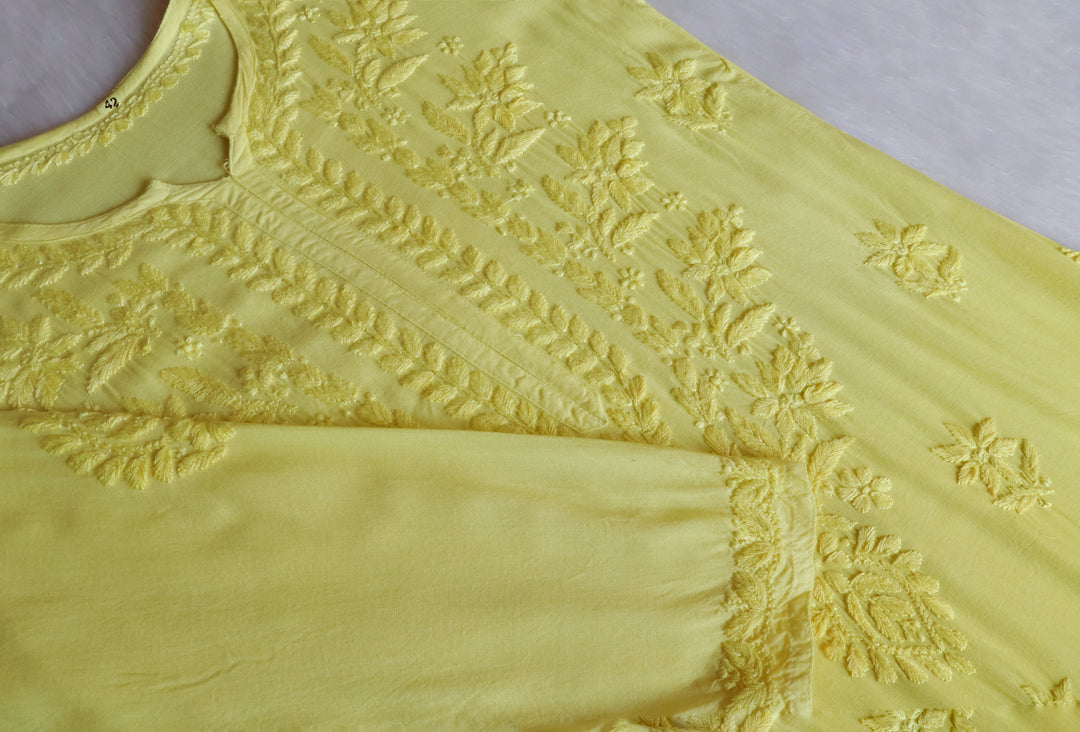 Alfiya Lemon Yellow Long Ombre Rayon Kurta