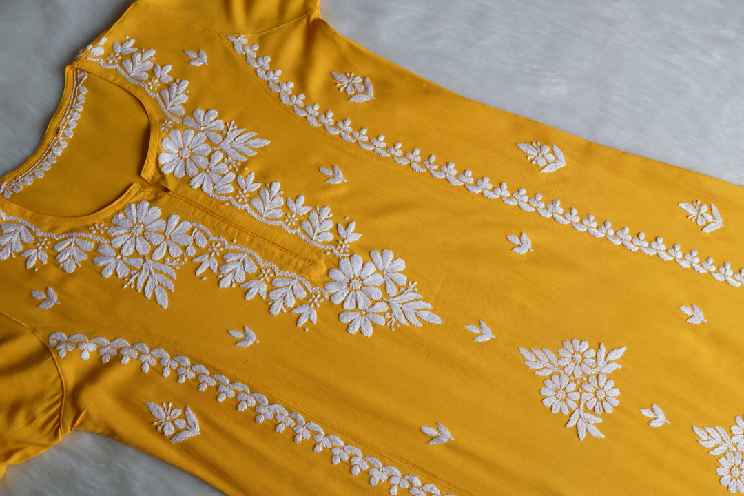 Zainab Yellow Long Rayon kurta