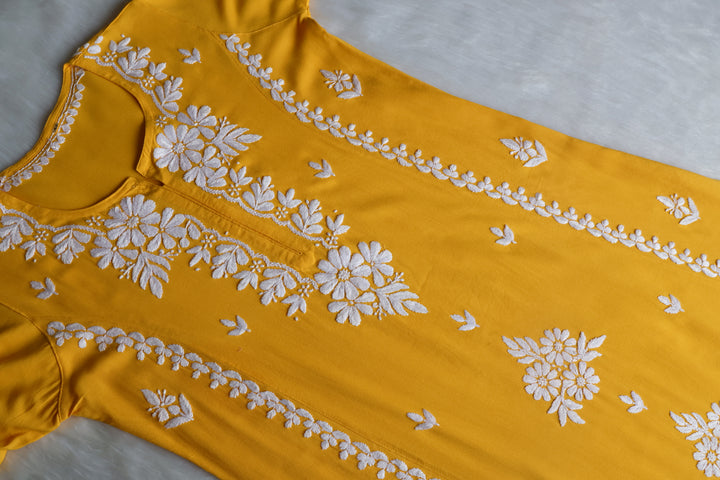 Zainab Yellow Long Rayon kurta