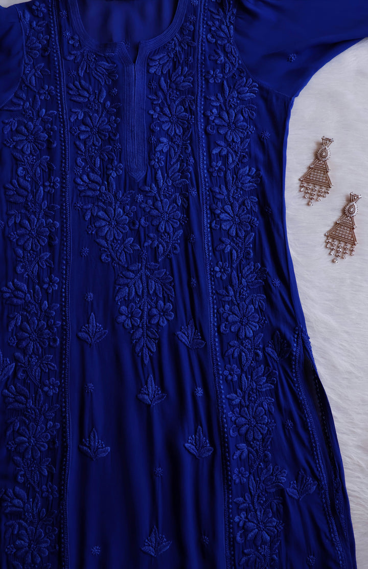 Mahnoor Royal Blue Viscose Georgette Kurta