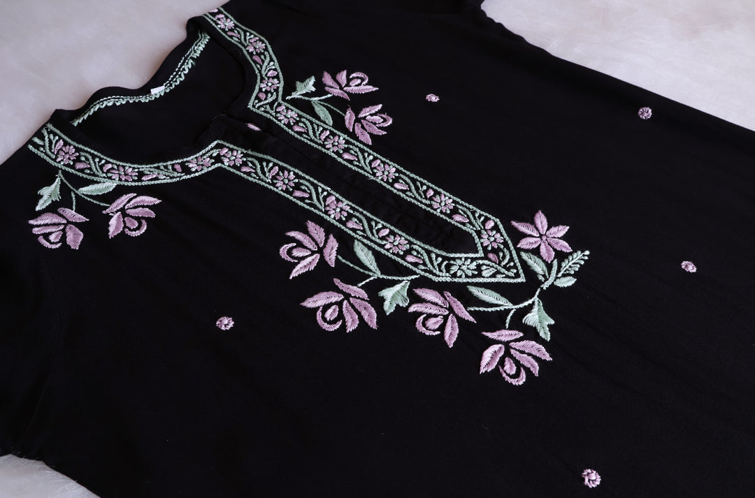 Gul Kashmiri Black & Lavender Modal Kurta Set
