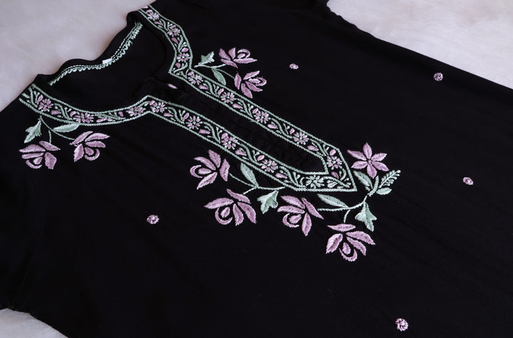 Gul Kashmiri Black & Lavender Modal Kurta Set