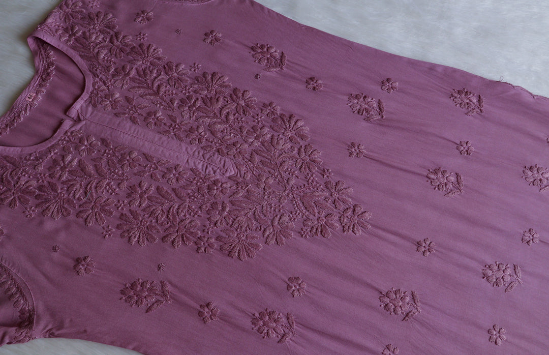 Alishba Dusty Purple Scalloped Rayon set