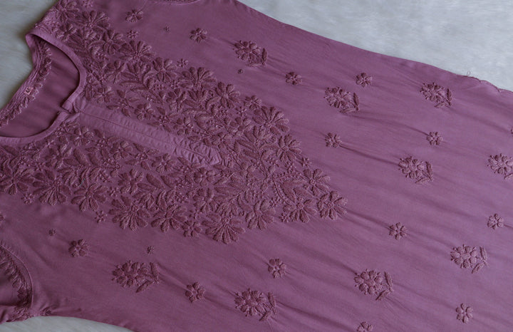 Alishba Dusty Purple Scalloped Rayon set