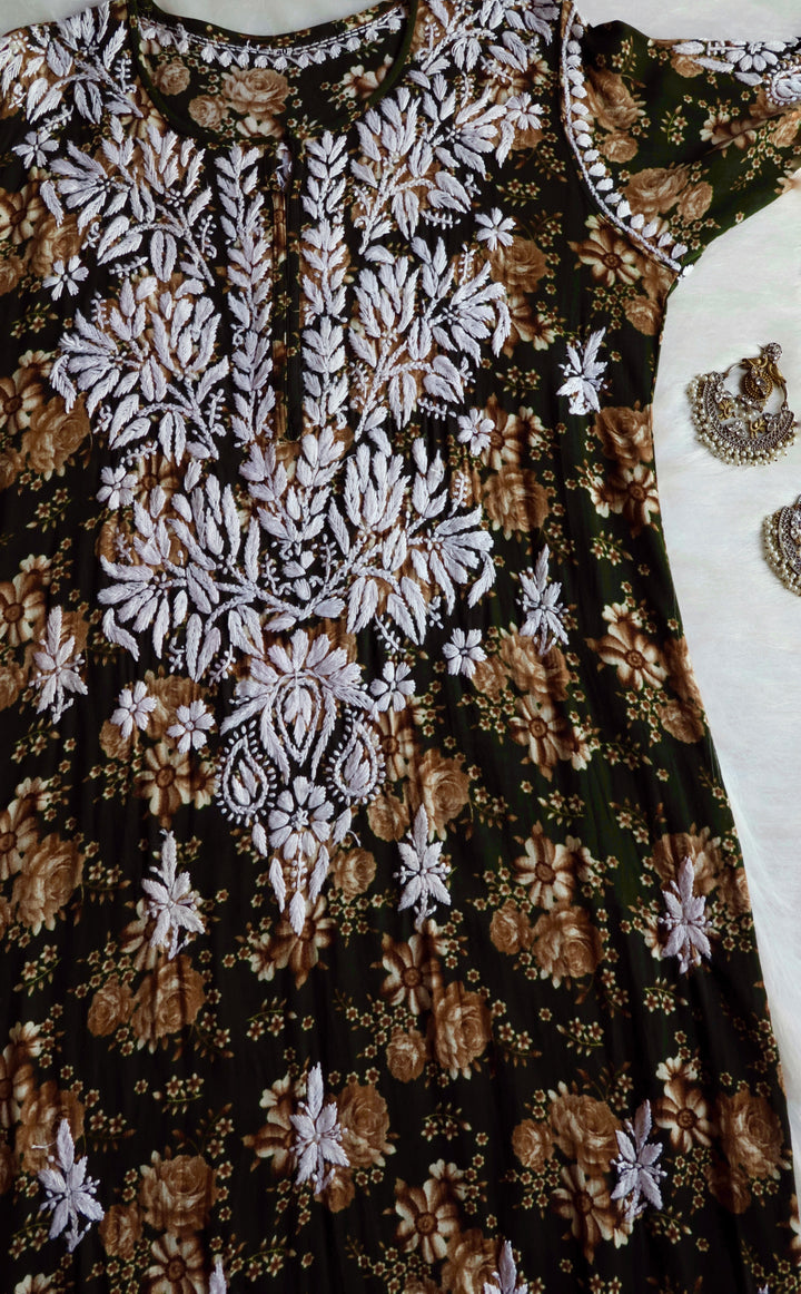 Gul-E-Bahaar Deep Green Long Rayon kurta