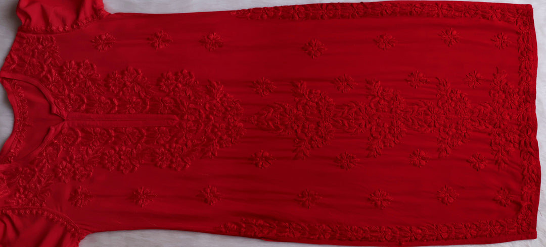Sarah Red Long Ombre Rayon Kurta