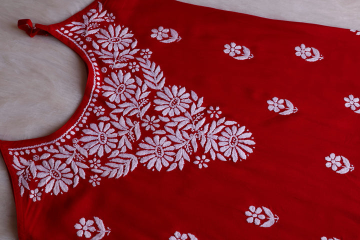 Farhaa Red Short Sleeveless Kurta