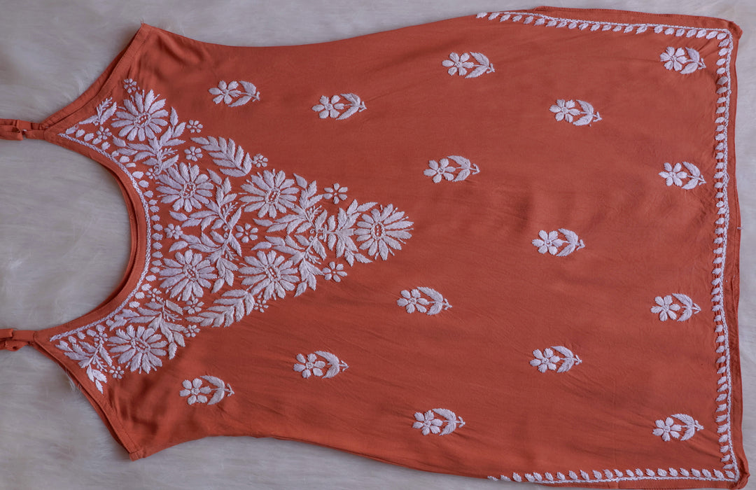 Farhaa Rust Short Sleeveless Kurta