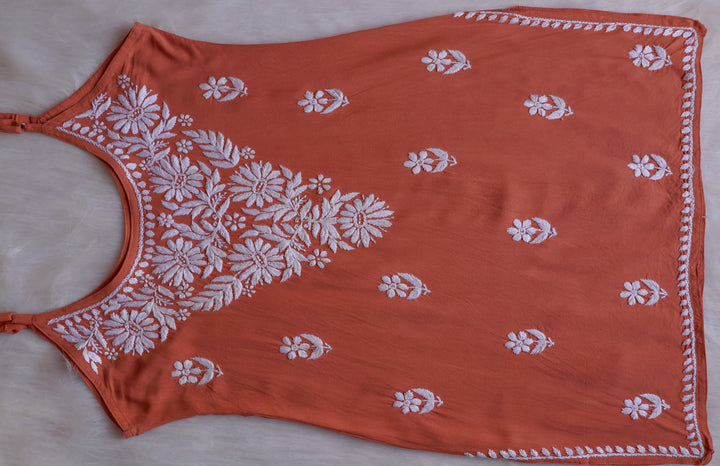 Farhaa Rust Short Sleeveless Kurta