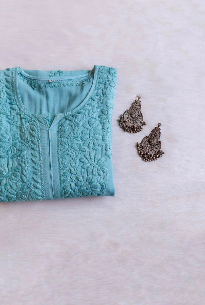 Amirah Sea Blue Ombre Long Rayon Kurta