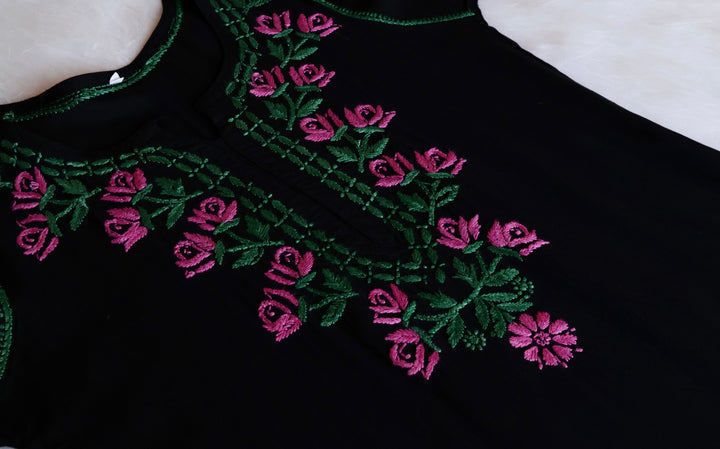 Gul-E-Jahaan Black & Purple Rayon Kurta Set