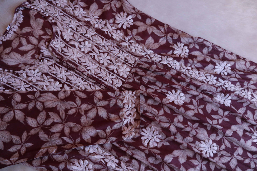 Dahlia Plum Floral Mulmul Nyra Cut Dress