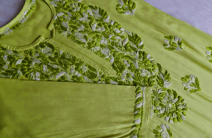 Nuresa Green Ombre Thread Long Rayon Kurta