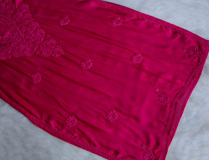 Mehr Deep Pink Long Modal Silk Kurta