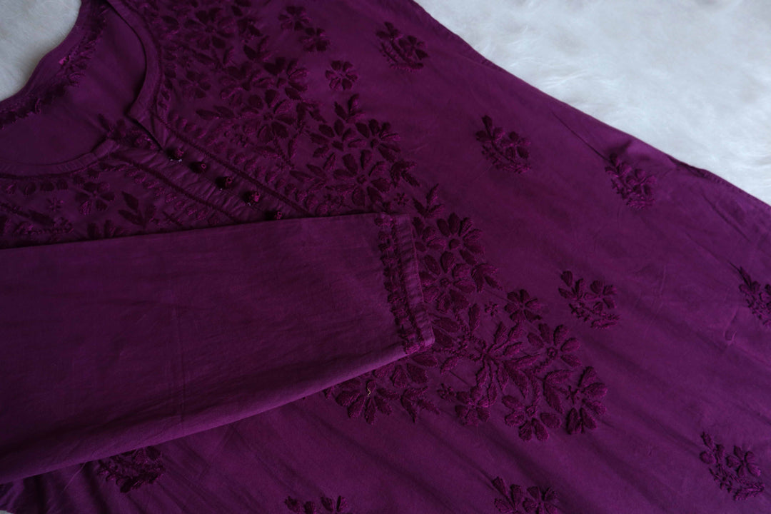 Aafia Deep Purple Long Cotton kurta