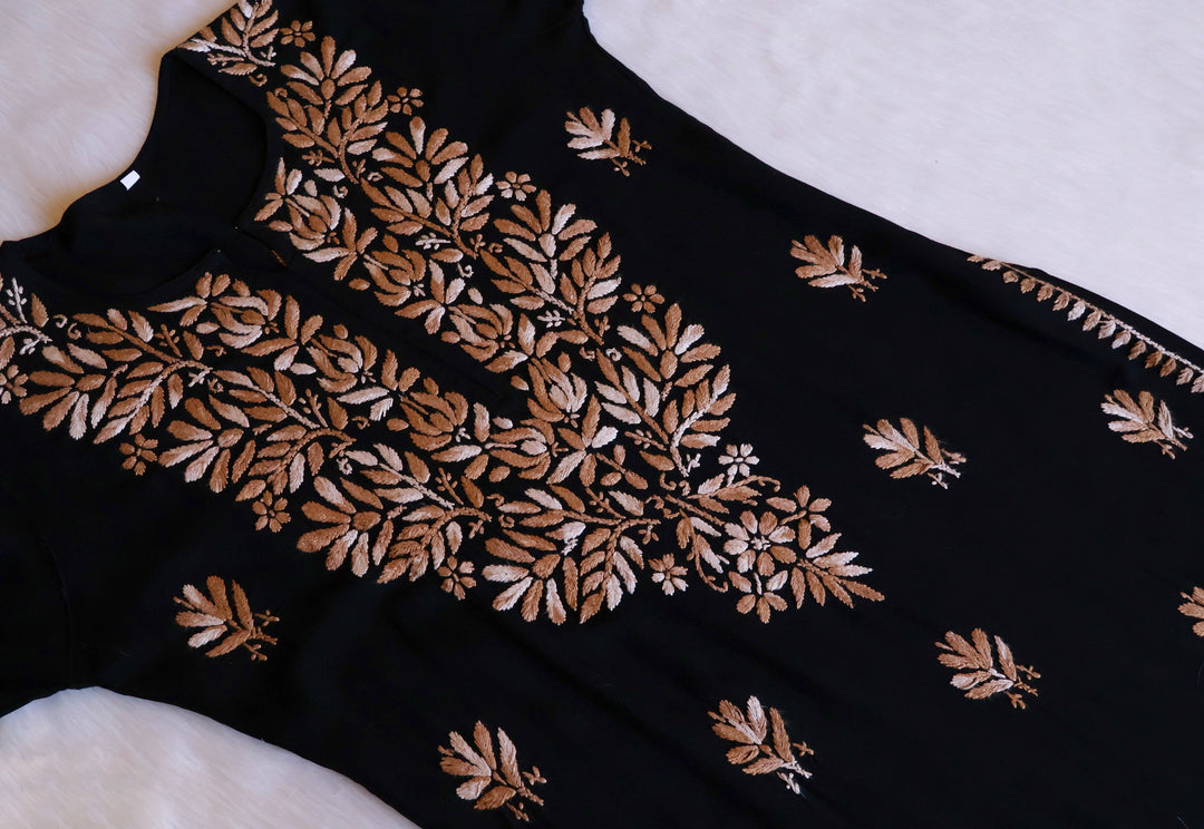 Sanam Black & Beige Ombre Long Rayon Kurta