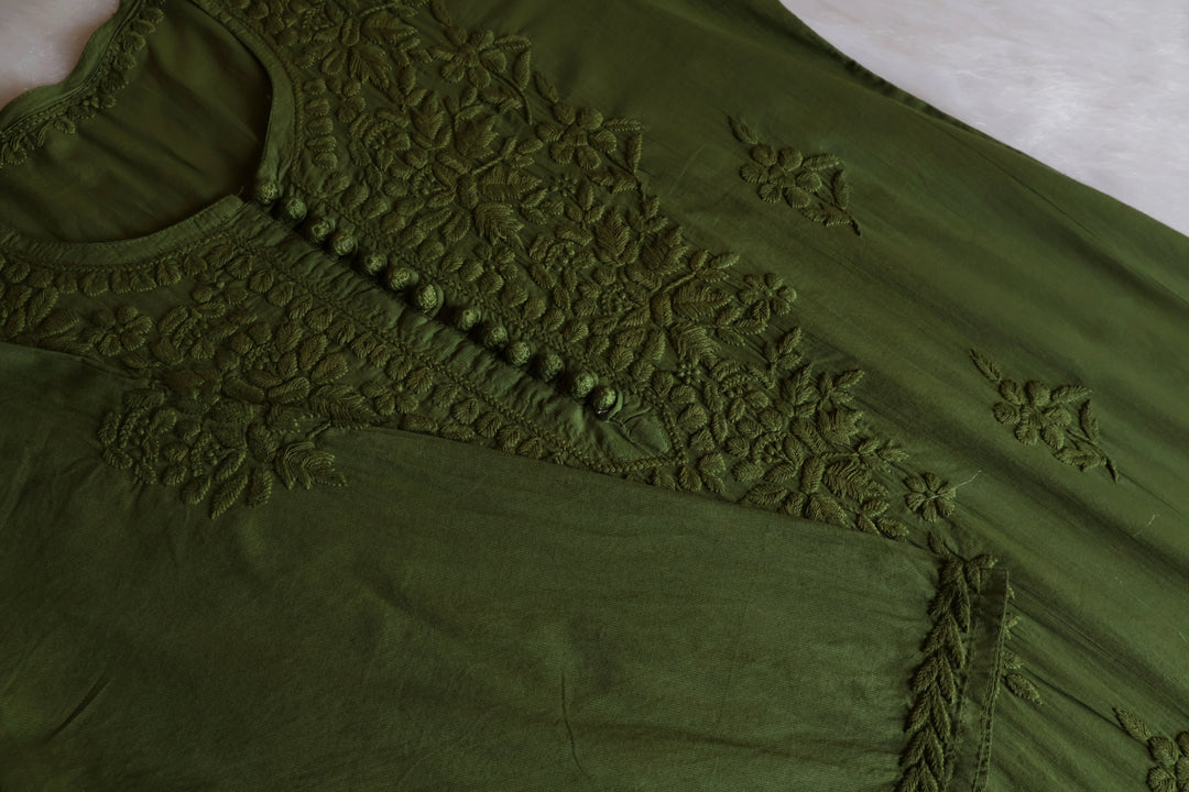 Aayat Olive Green Cotton Kurta