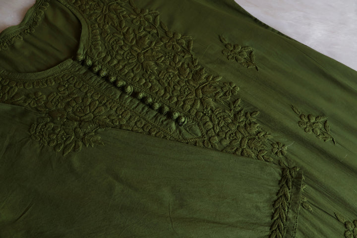 Aayat Olive Green Cotton Kurta