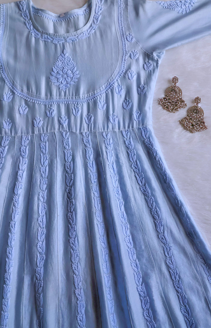 Naqsh Ice Blue Pure Chanderi Silk Anarkali