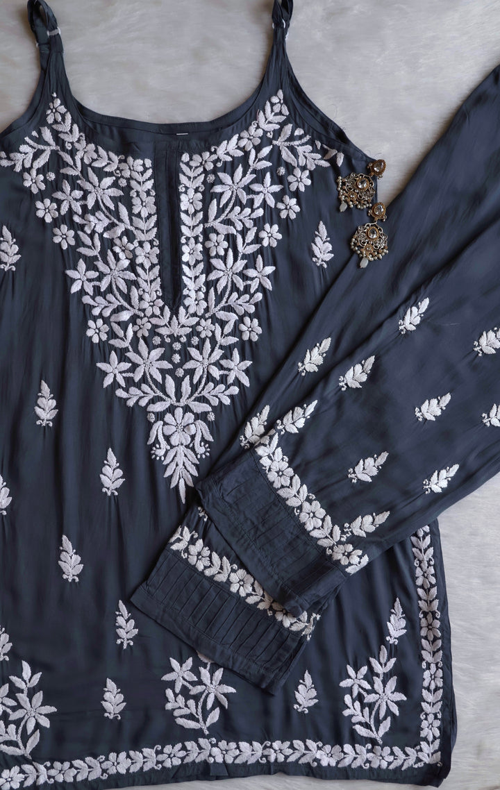 Mirha Grey Sleeveless Modal Kurta Set