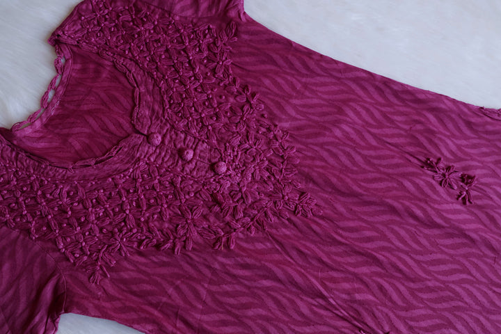 Zaina Deep Purple Short Jacquard Cotton kurta