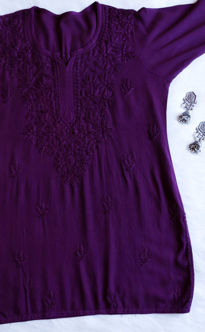 Nora Deep Purple Short Rayon Kurta
