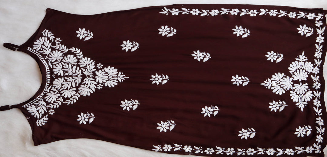 Mirha Chocolate Brown Sleeveless Rayon Kurta