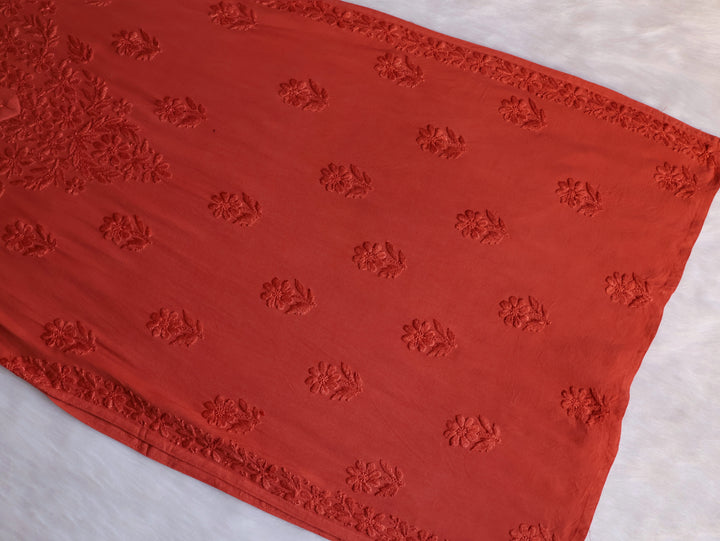 Iqra Rust Orange 2 piece Rayon set