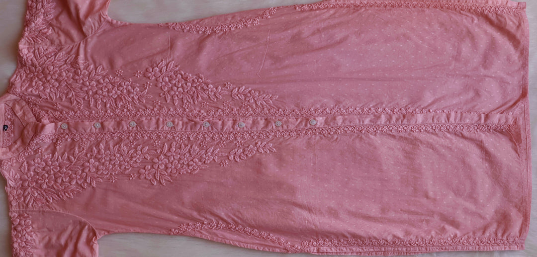 Nazakat Rose Brown Pure Cotton Kurta Set - Noor Chikankari