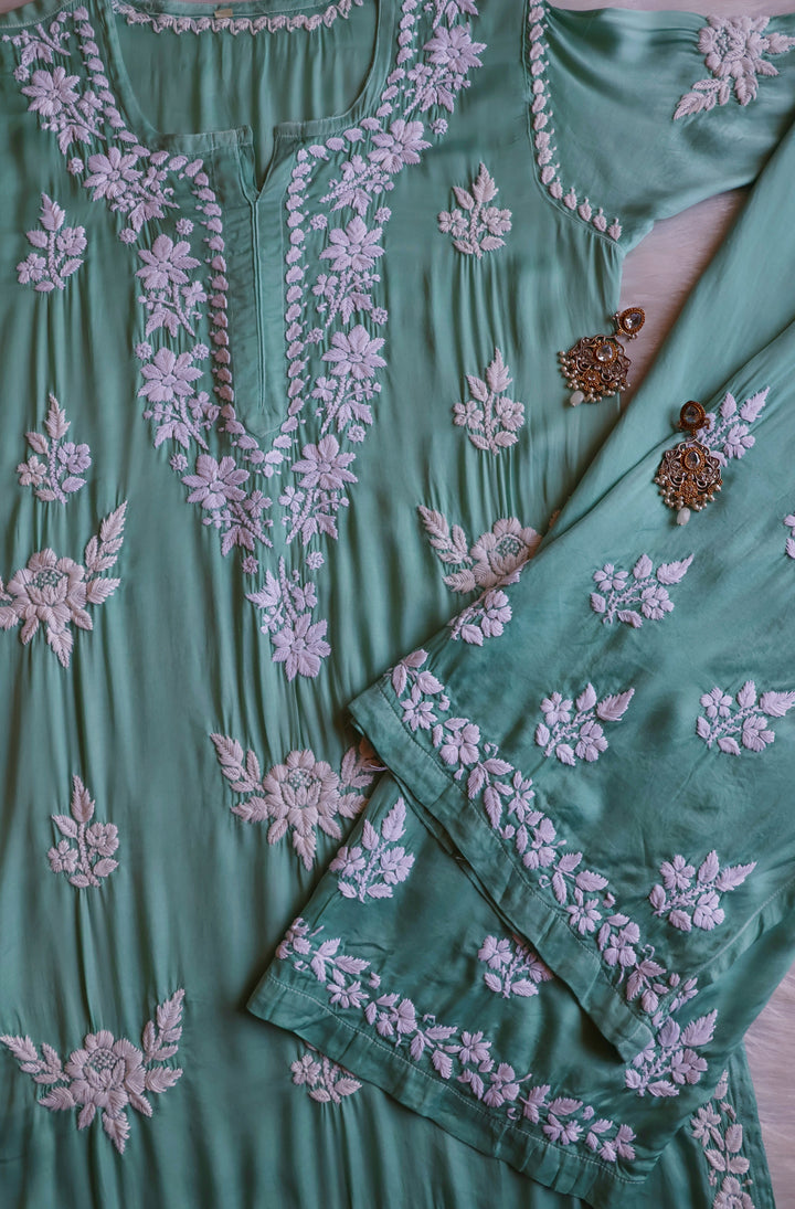 Mahnoor Sage Green Modal Silk Kurta Set