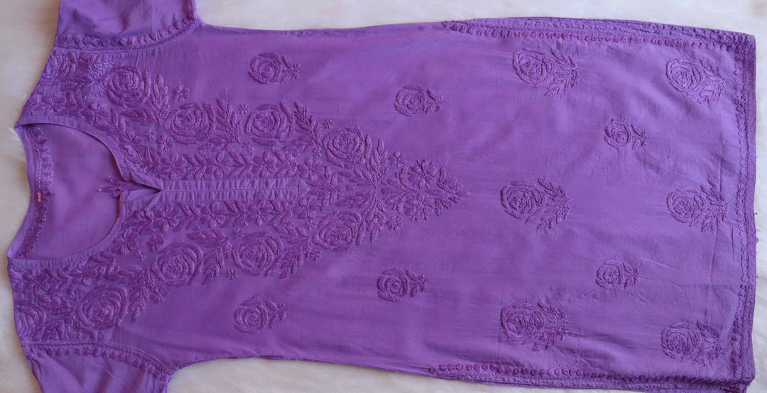 Noura Purple Pure Mulmul Kurta