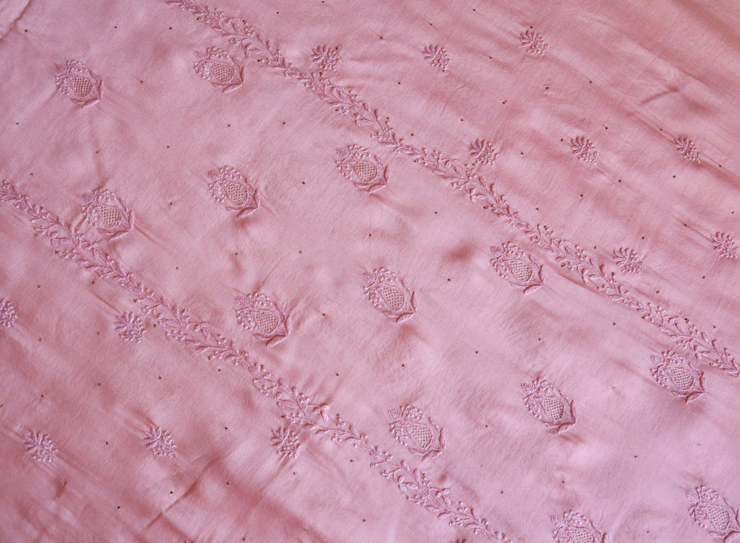 Tea Rose Muslin Silk Unstitched Kurta with dupatta