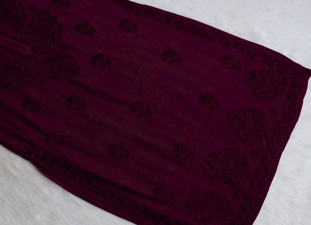 Meerab Deep Plum Pure Chanderi set