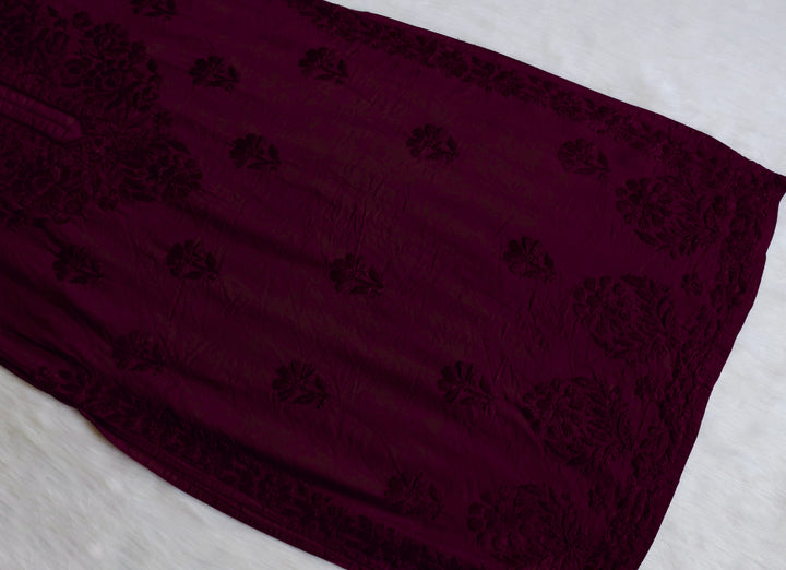 Meerab Deep Plum Pure Chanderi set