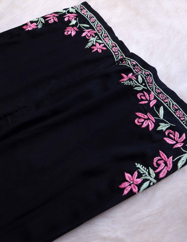 Gul Kashmiri Black & Baby Pink Modal Kurta Set