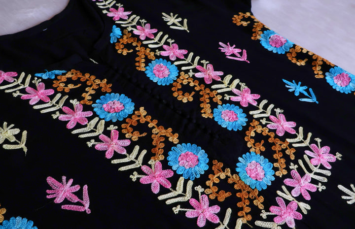 Anah Black & Blue Long Rayon Kurta