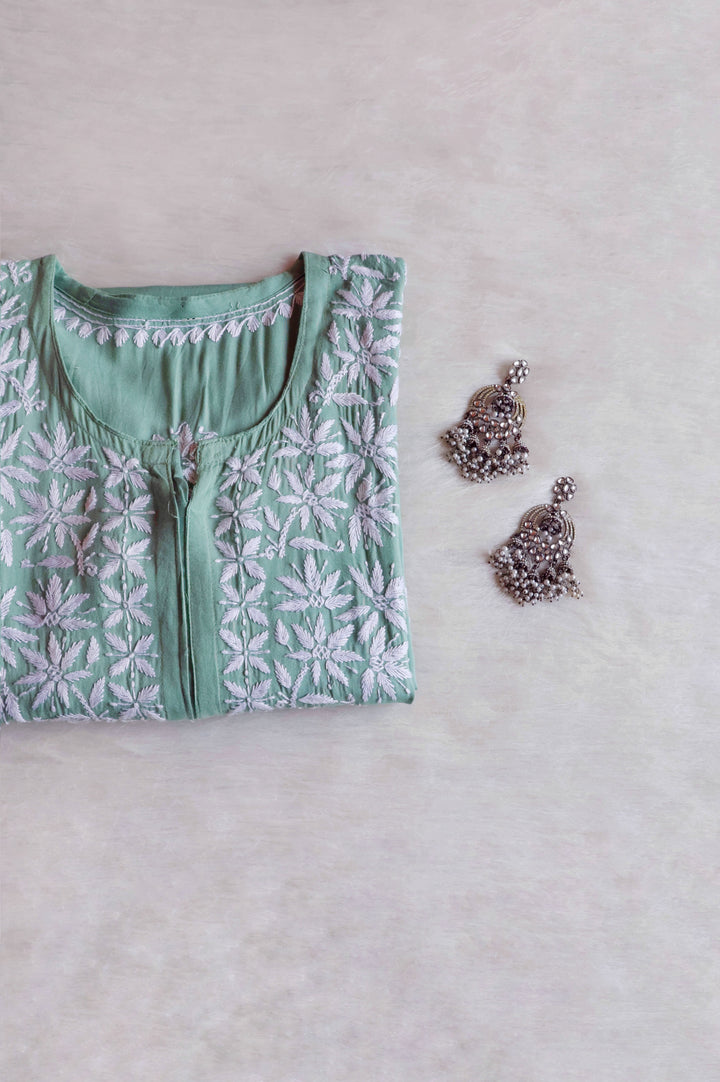 Haala Sage Green Long Rayon Kurta