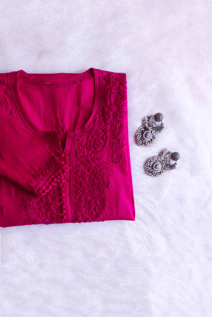 Gul Deep Pink Cotton Kurta