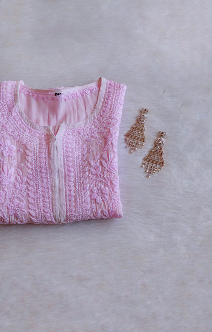 Haya Baby Pink Pure Crepe Kurta