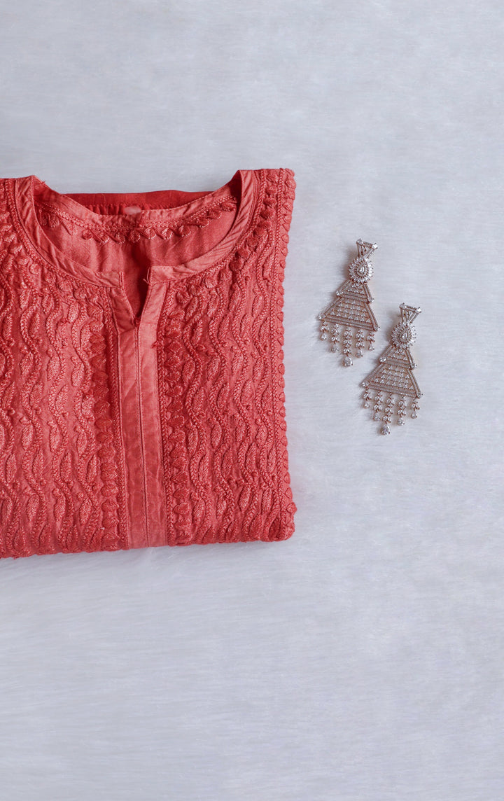 Dilnoor Rose Brown Chanderi Ombre Kurta