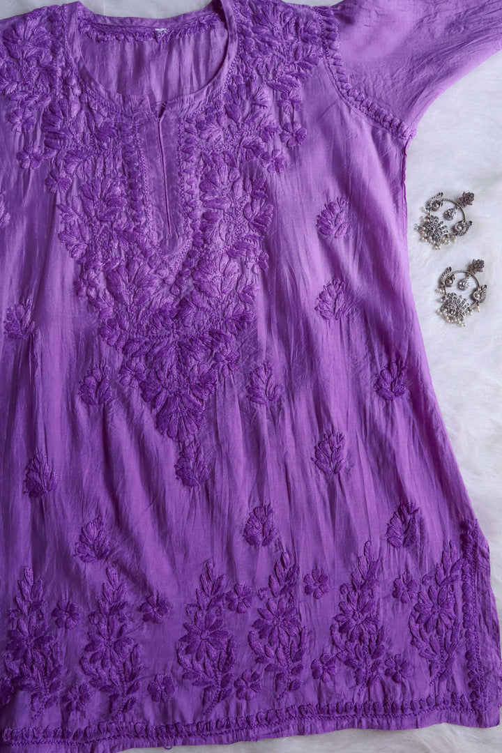 Layla Lilac Purple Short Chanderi Kurta