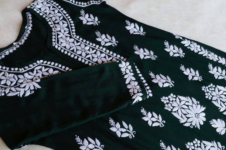 Amaara Deep Green Rayon Kurta Set