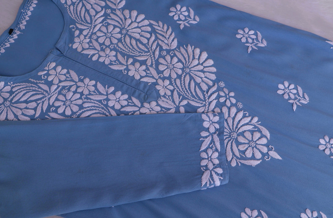 Ayesha Ice Blue Rayon Kurta Pant set