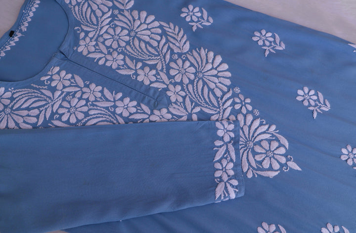 Ayesha Ice Blue Rayon Kurta Pant set