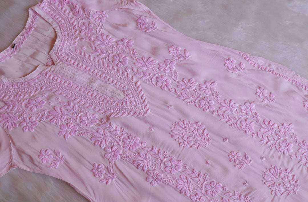 Haya Baby Pink Pure Crepe Kurta