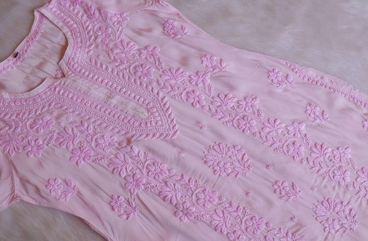 Haya Baby Pink Pure Crepe Kurta