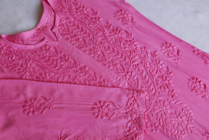 Duaa Baby Pink Ombre Long Rayon Kurta